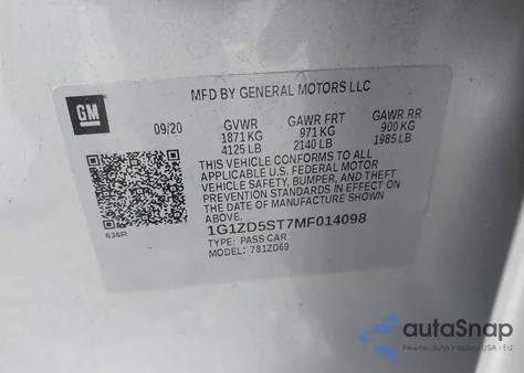 2021 Chevrolet Malibu Fwd Lt from USA, damaged, VIN 1G1ZD5ST7MF014098